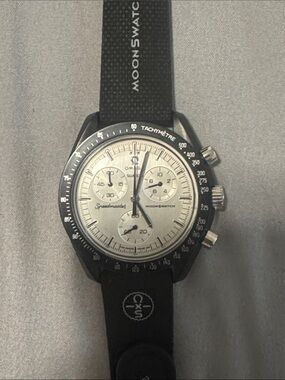 Omega Speedmaster MoonSwatch Chronograph - Black and Silver